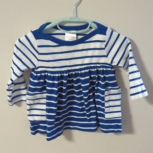 Hannah Andersson Navy and White Striped Long Sleeve Dress